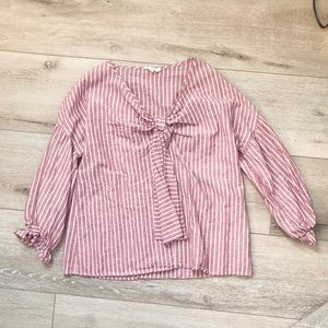 ❤️ Entro Long Sleeve Maroon and White Striped Top